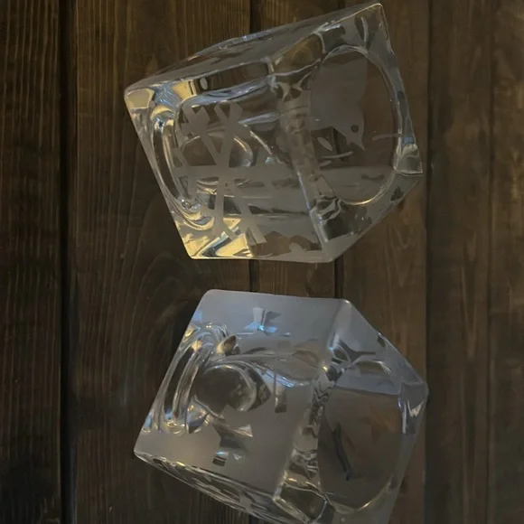 PartyLite etched glass Christmas votive candle holders - Picture 3 of 4